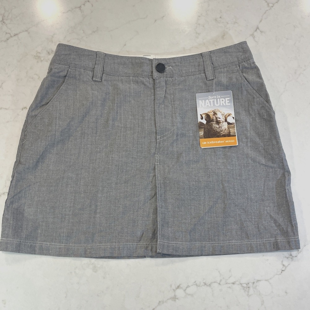 Icebreaker Merino Wool Blend Mini Athleisure Skirt Gray Sz28 US 6 Destiny Hiking